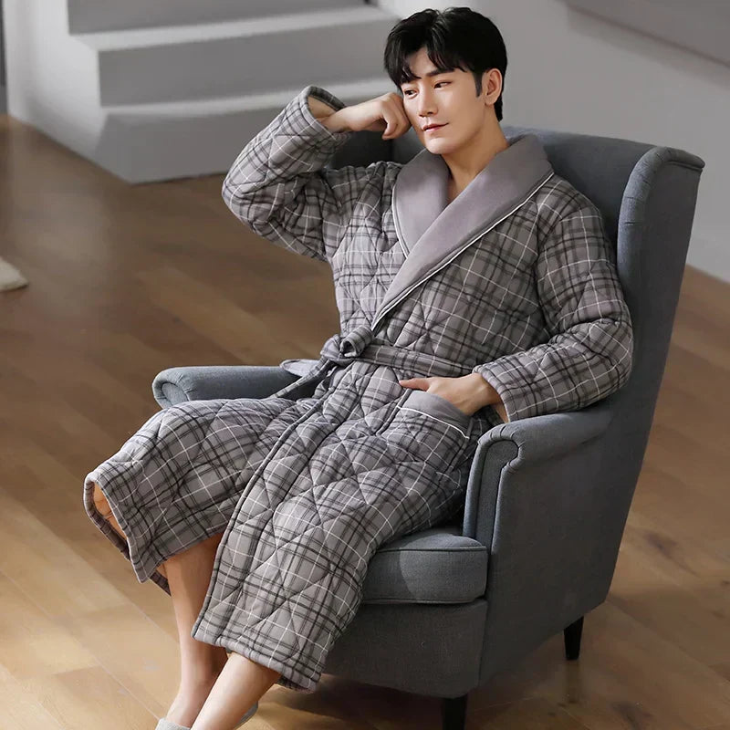 Frosthaven Quilted Winter Bathrobe — Triple-Layer Warmth Construction