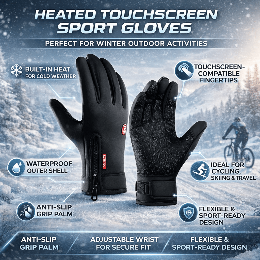 Touchscreen Heated Winter Gloves — USB-Powered & Thermal
