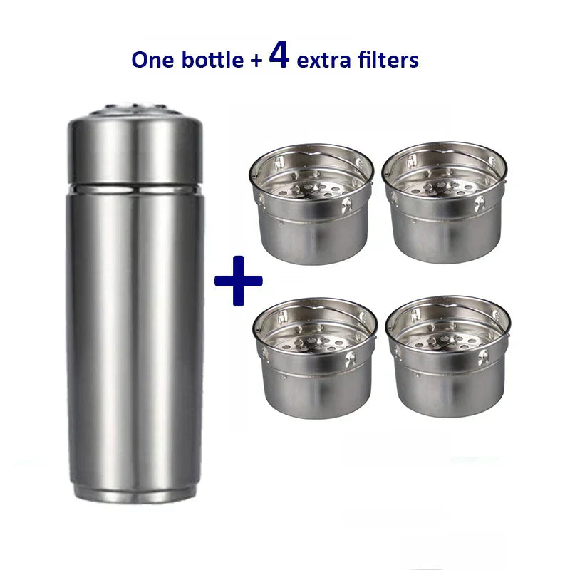 Butelka ze stali nierdzewnej AeroHydra Hydrogen Ionizer — alkaliczny system nawadniania, pH 8–10