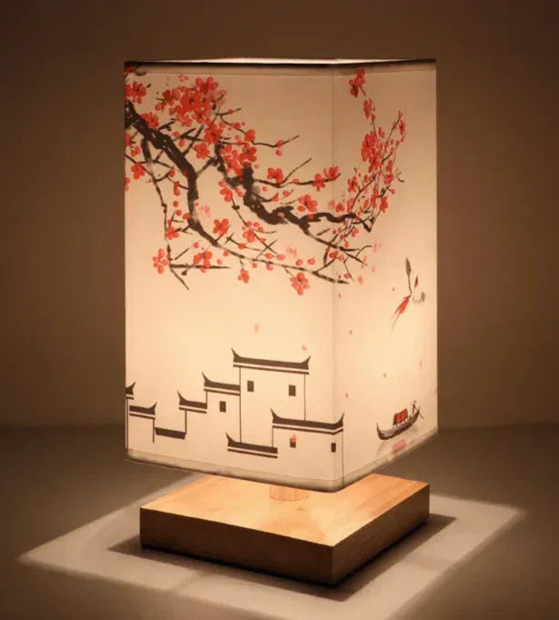 Oriental Blossom Glow-lampa — 27 × 12 cm bordslampa med körsbärsblommor