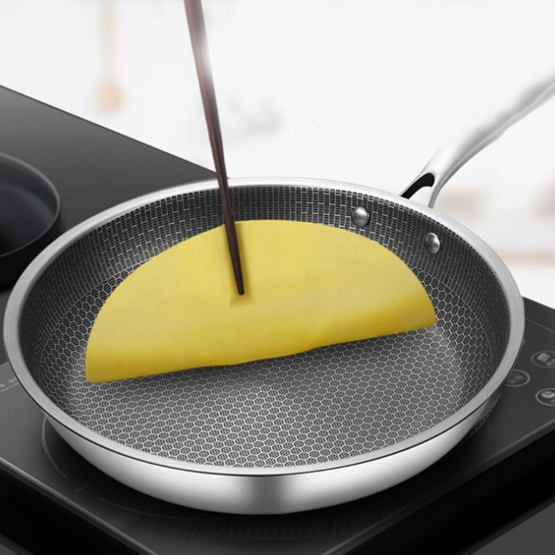 KitchenPro Kratzfeste Edelstahl-Bratpfanne mit Antihaftbeschichtung
