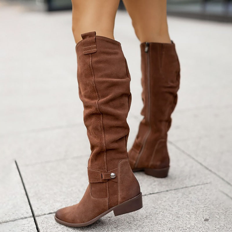 Gisela Damen-Lederstiefel mit Schaft bis zum Knie — Warm und bequem