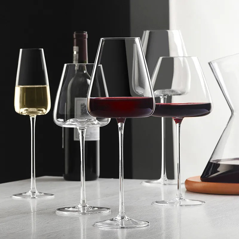 Handgemaakte kristallen wijn- en champagneglazen — sets van 2, 4 en 6, 4 maten