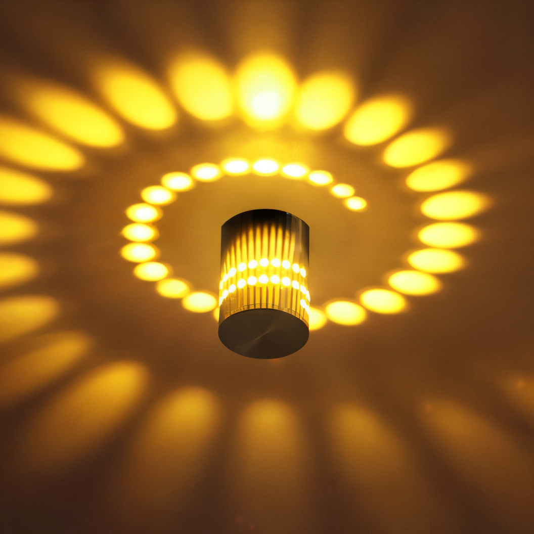 VeloSpiral Wall Light With Colorful Spiral Pattern Cylindrical Led Fixture