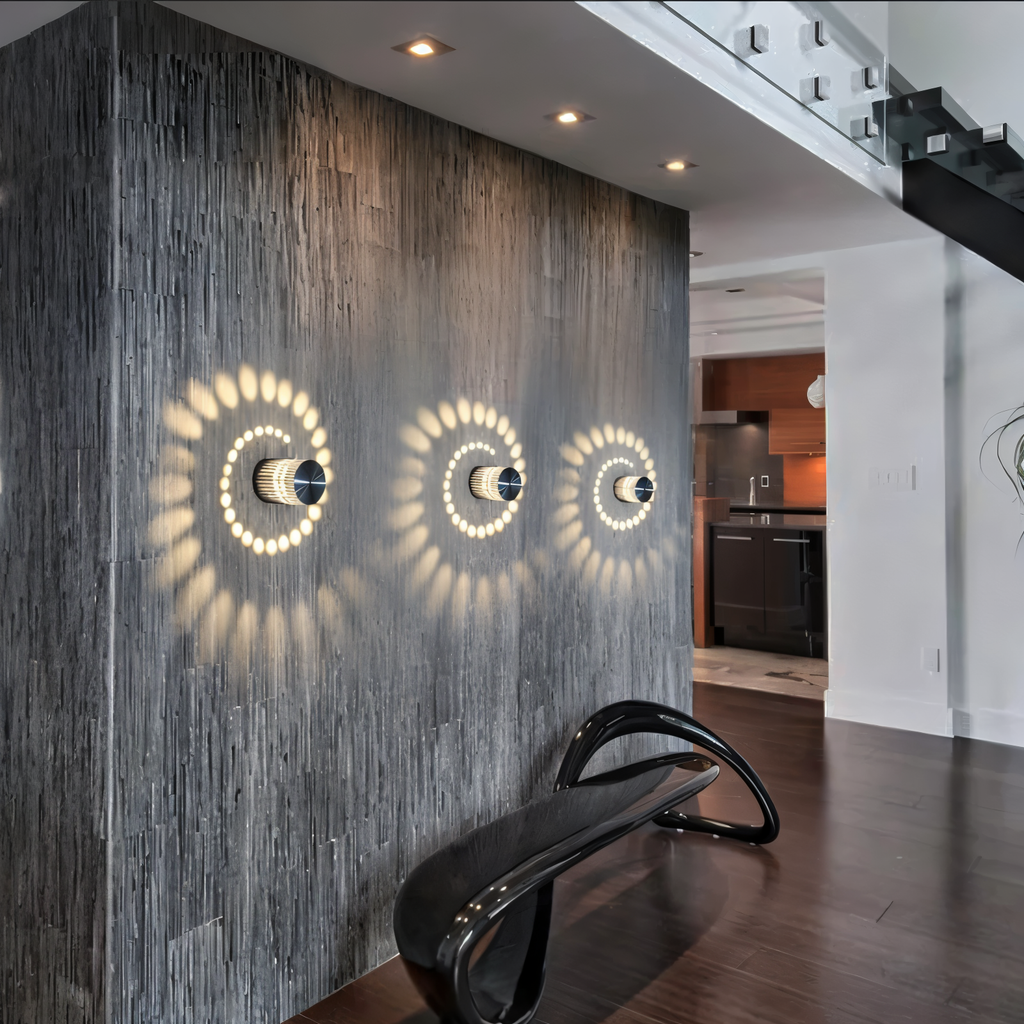 VeloSpiral Wall Light With Colorful Spiral Pattern Cylindrical Led Fixture