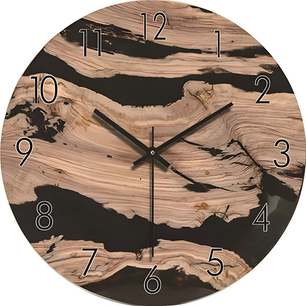 LyraOak Quiet Quartz Movement Wall Clock In Minimalist Wood Style