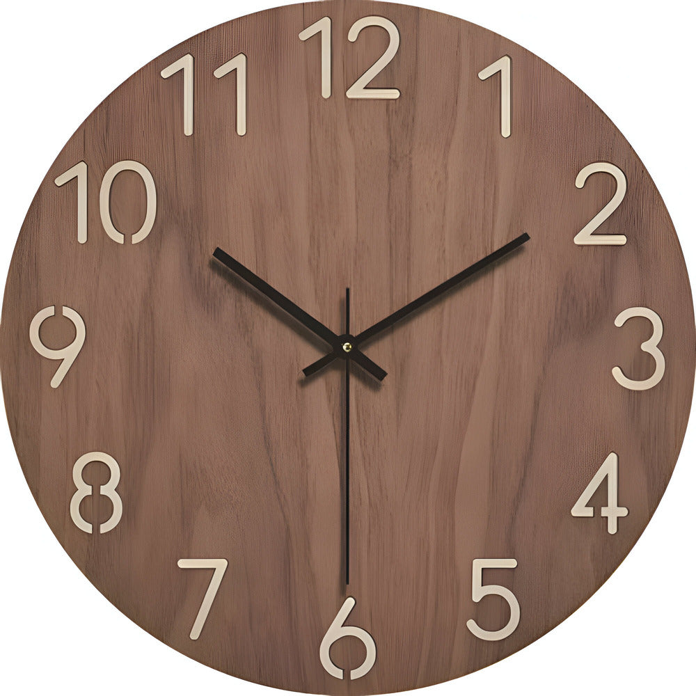 LyraOak Quiet Quartz Movement Wall Clock In Minimalist Wood Style