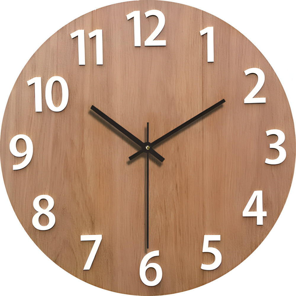 Orologio da parete LyraOak con movimento al quarzo silenzioso in stile legno minimalista