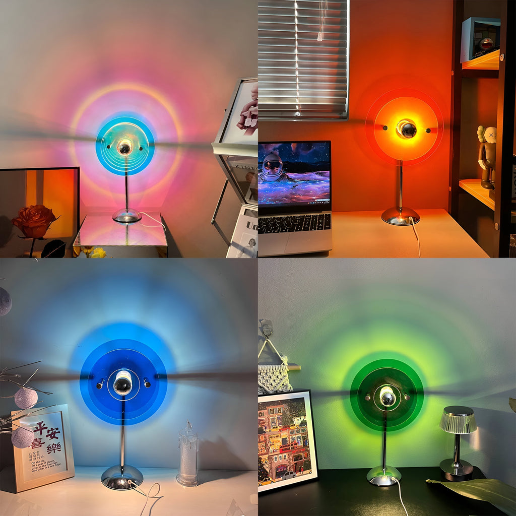 LumaNova Retro Disc LED Table Lamp for Desk, Nightstand, and Dresser