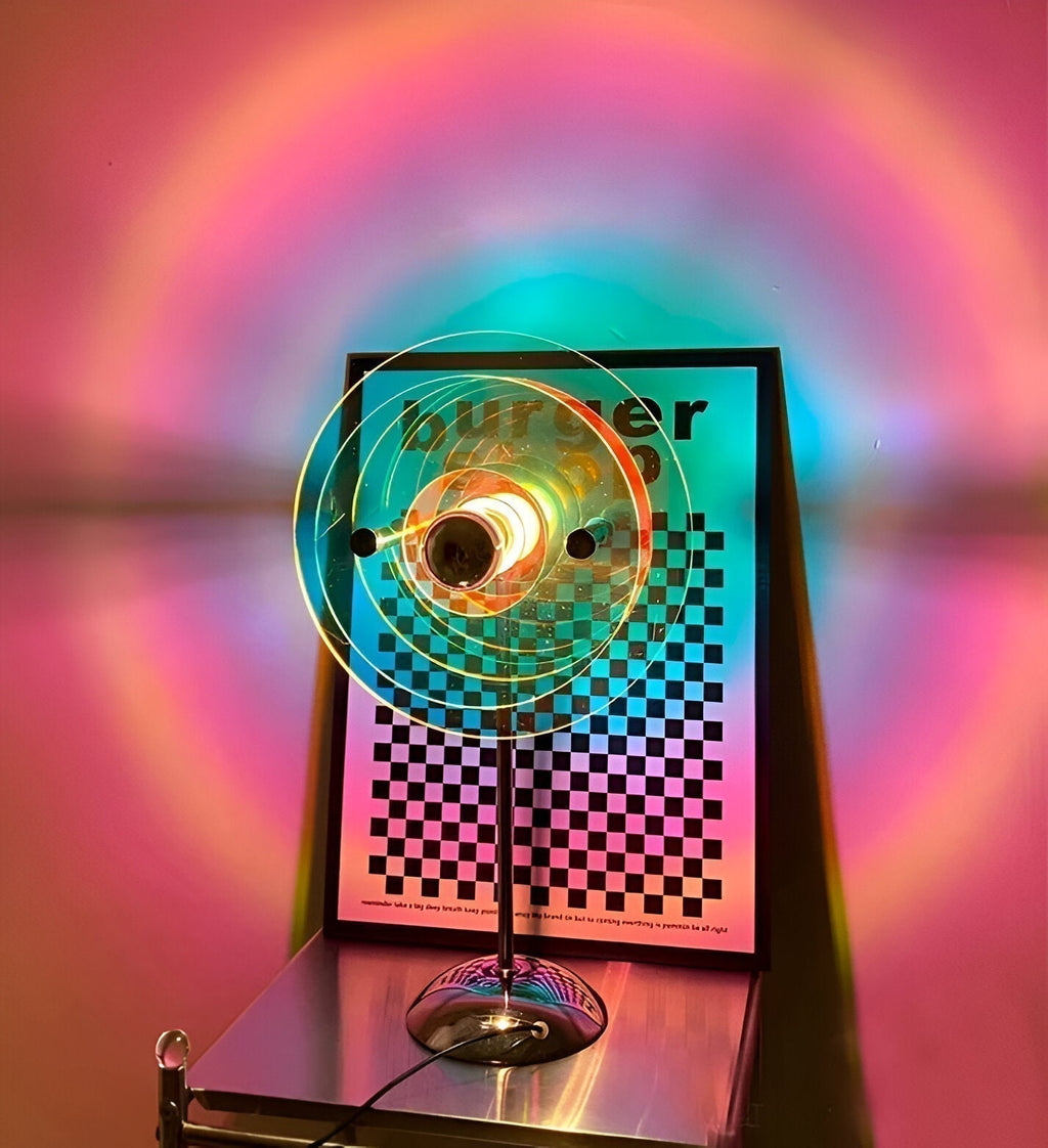 LumaNova Retro Disc LED Table Lamp for Desk, Nightstand, and Dresser
