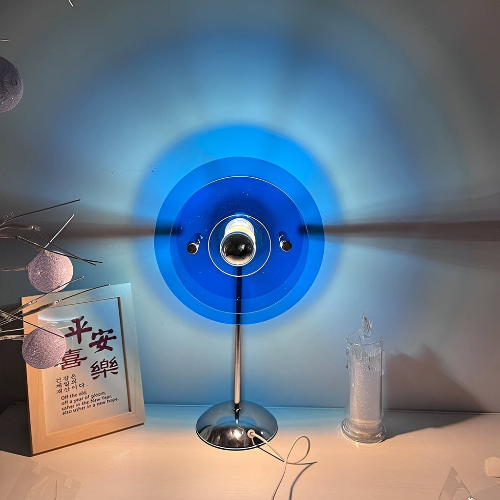 LumaNova Retro Disc LED Table Lamp for Desk, Nightstand, and Dresser