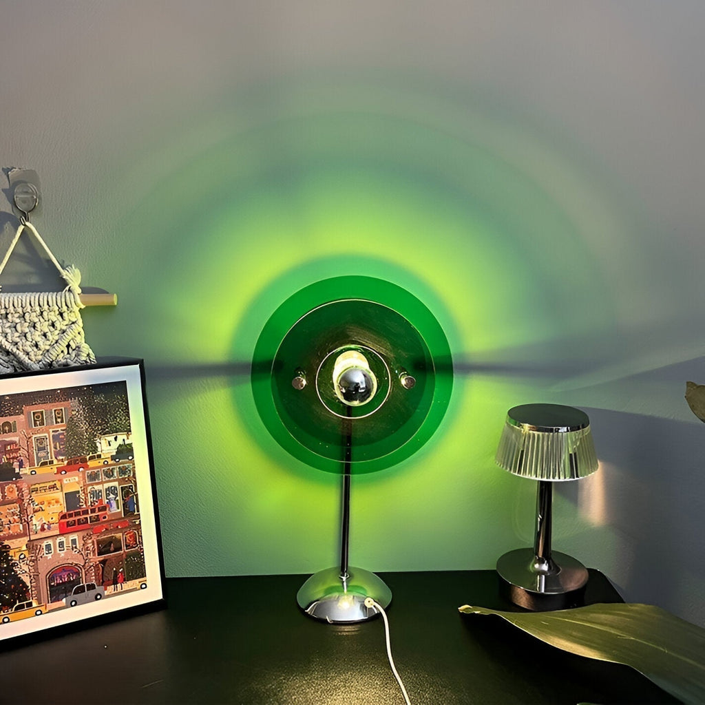 LumaNova Retro Disc LED Table Lamp for Desk, Nightstand, and Dresser