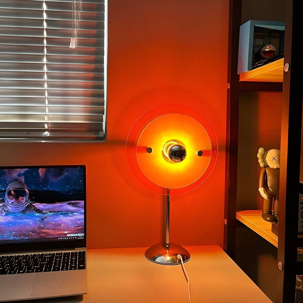 LumaNova Retro Disc LED Table Lamp for Desk, Nightstand, and Dresser