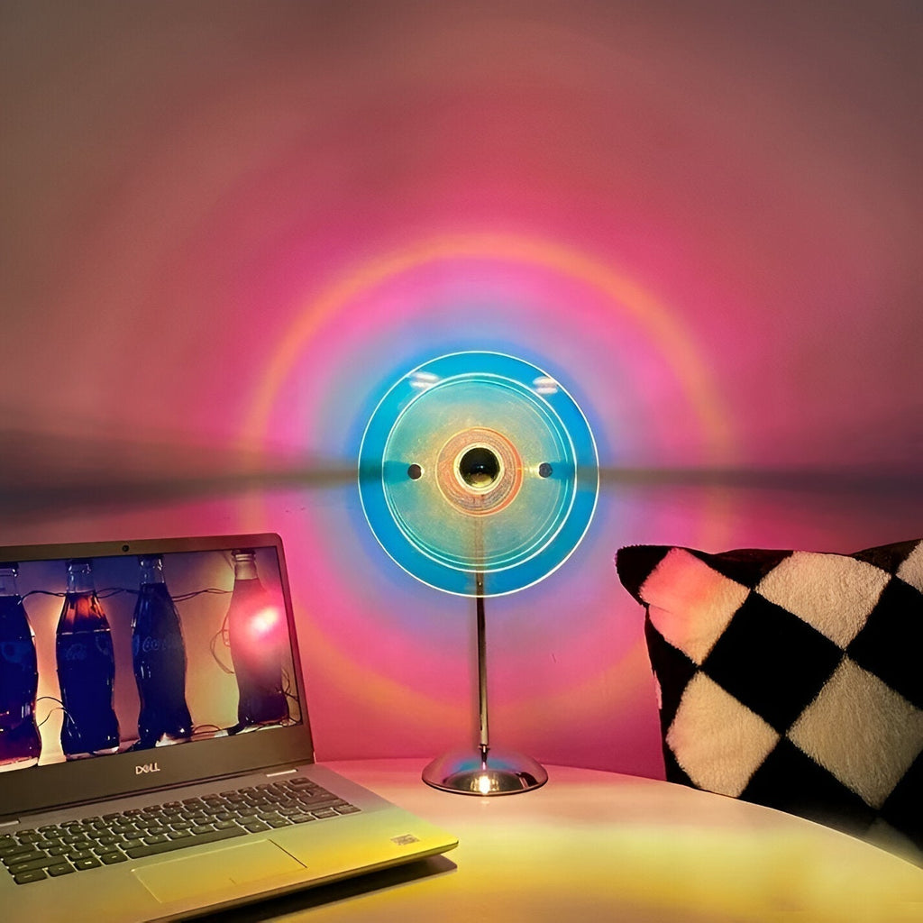 LumaNova Retro Disc LED Table Lamp for Desk, Nightstand, and Dresser