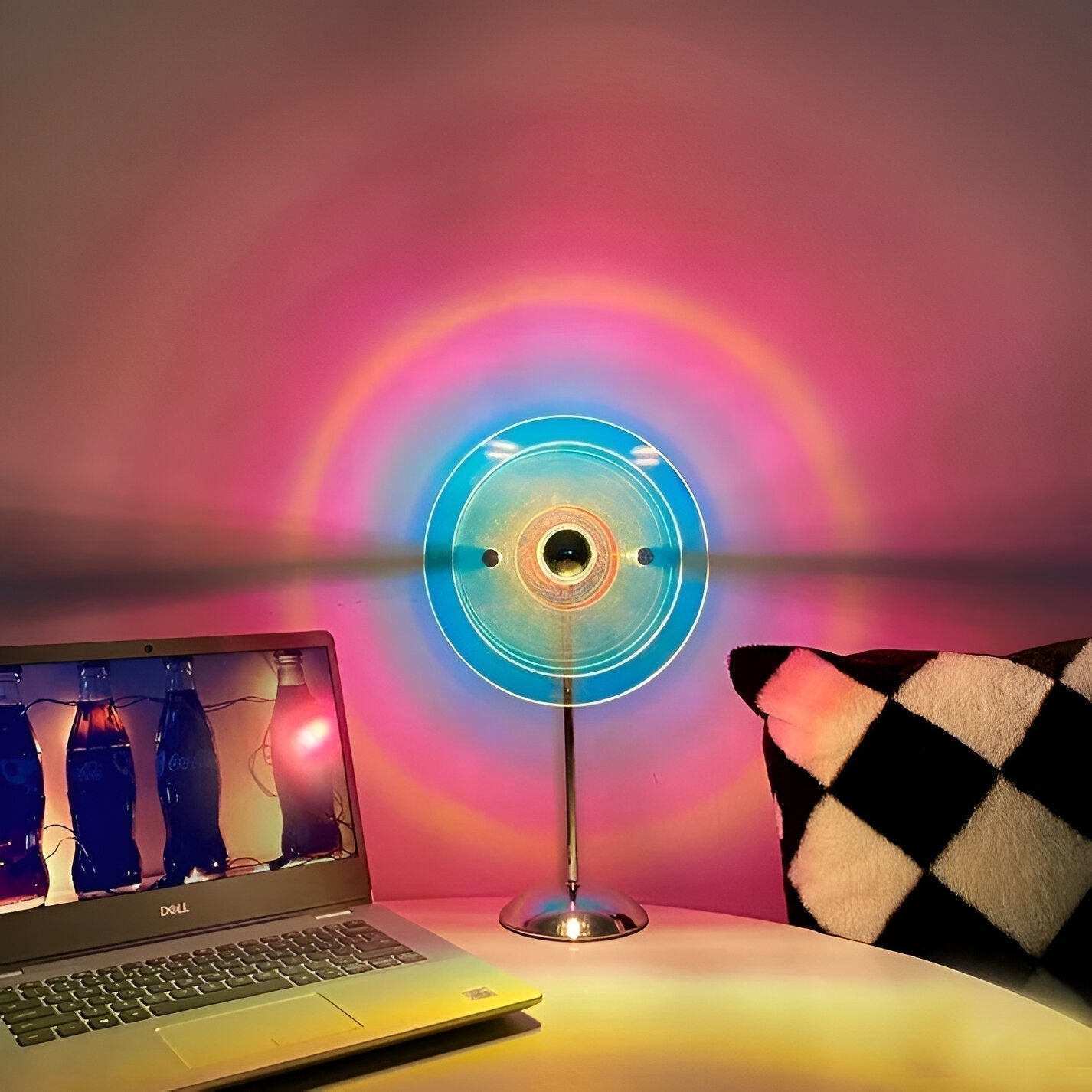 LumaNova Retro Disc LED Table Lamp for Desk, Nightstand, and Dresser