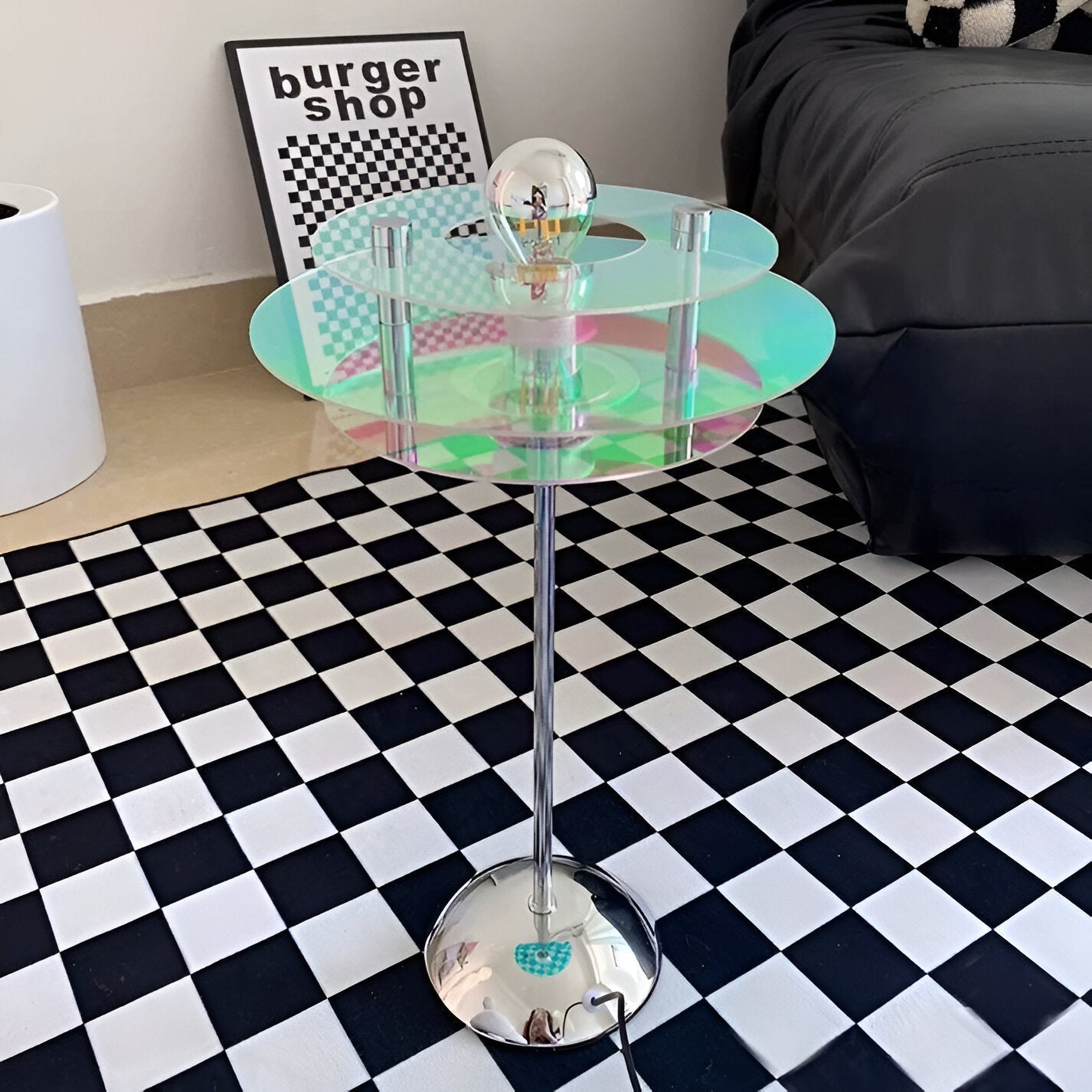 LumaNova Retro Disc LED Table Lamp for Desk, Nightstand, and Dresser