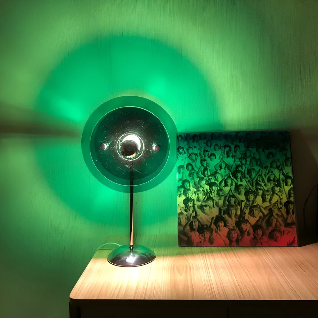 LumaNova Retro Disc LED Table Lamp for Desk, Nightstand, and Dresser