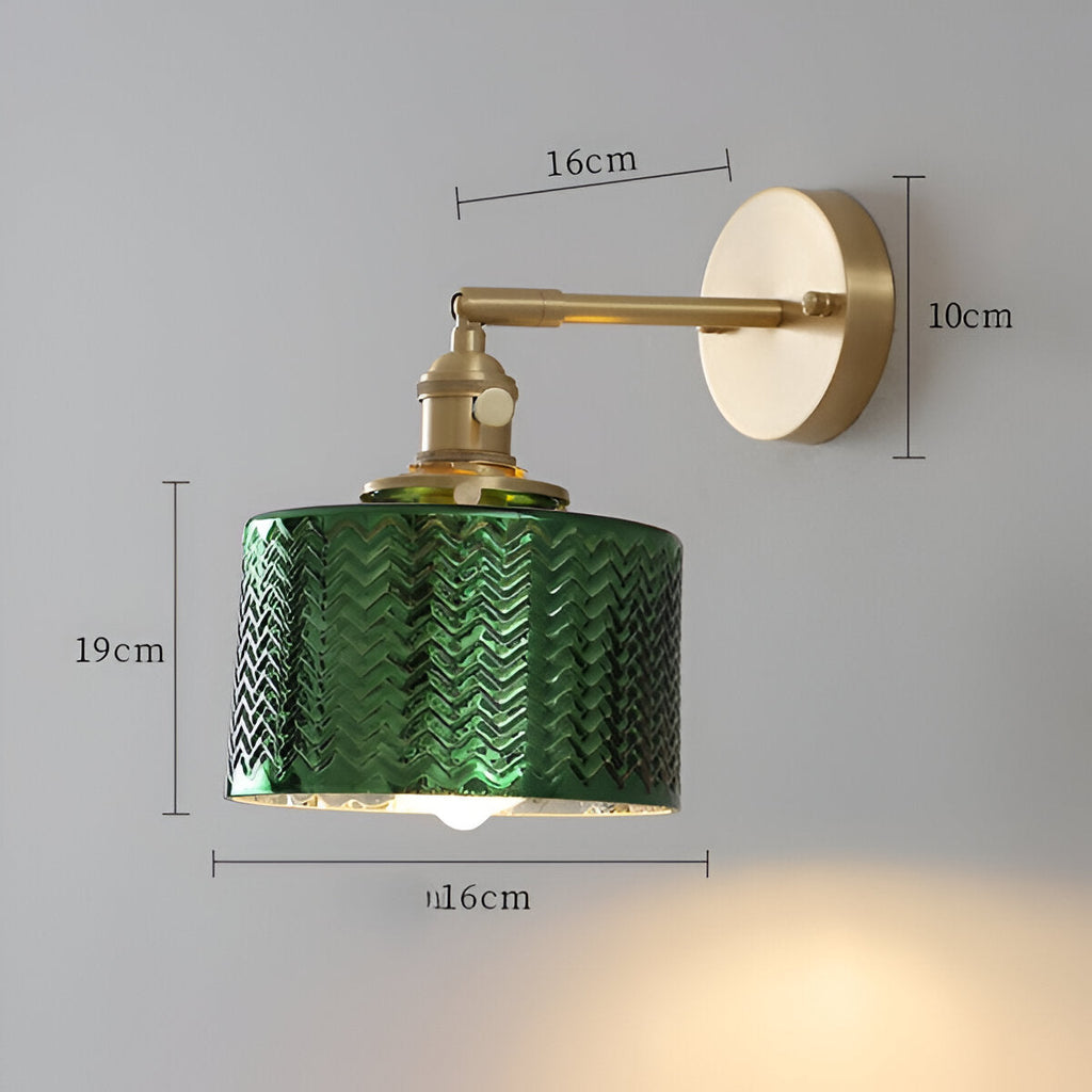Aureli Ribbed Glass Wall Light Adjustable Arm For Bedrooms And Hallways