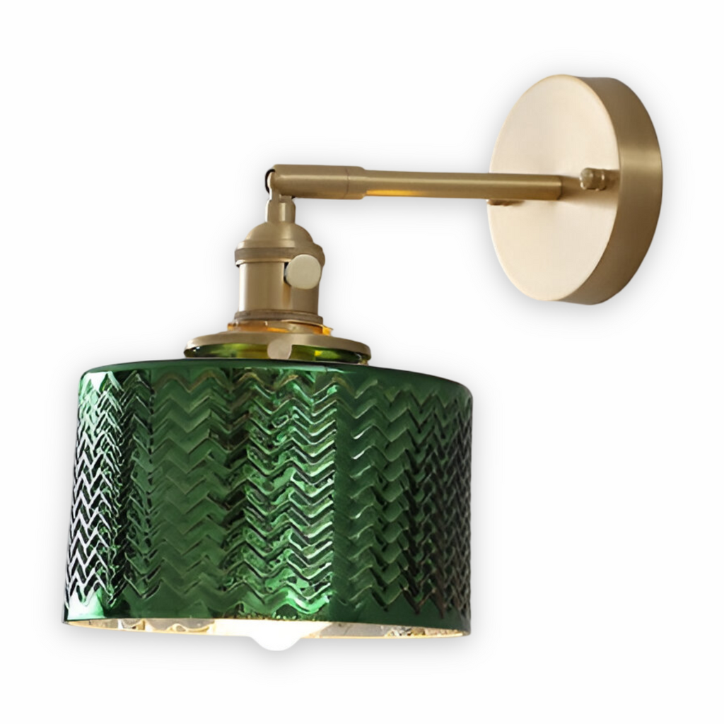 Aureli Ribbed Glass Wall Light Adjustable Arm For Bedrooms And Hallways