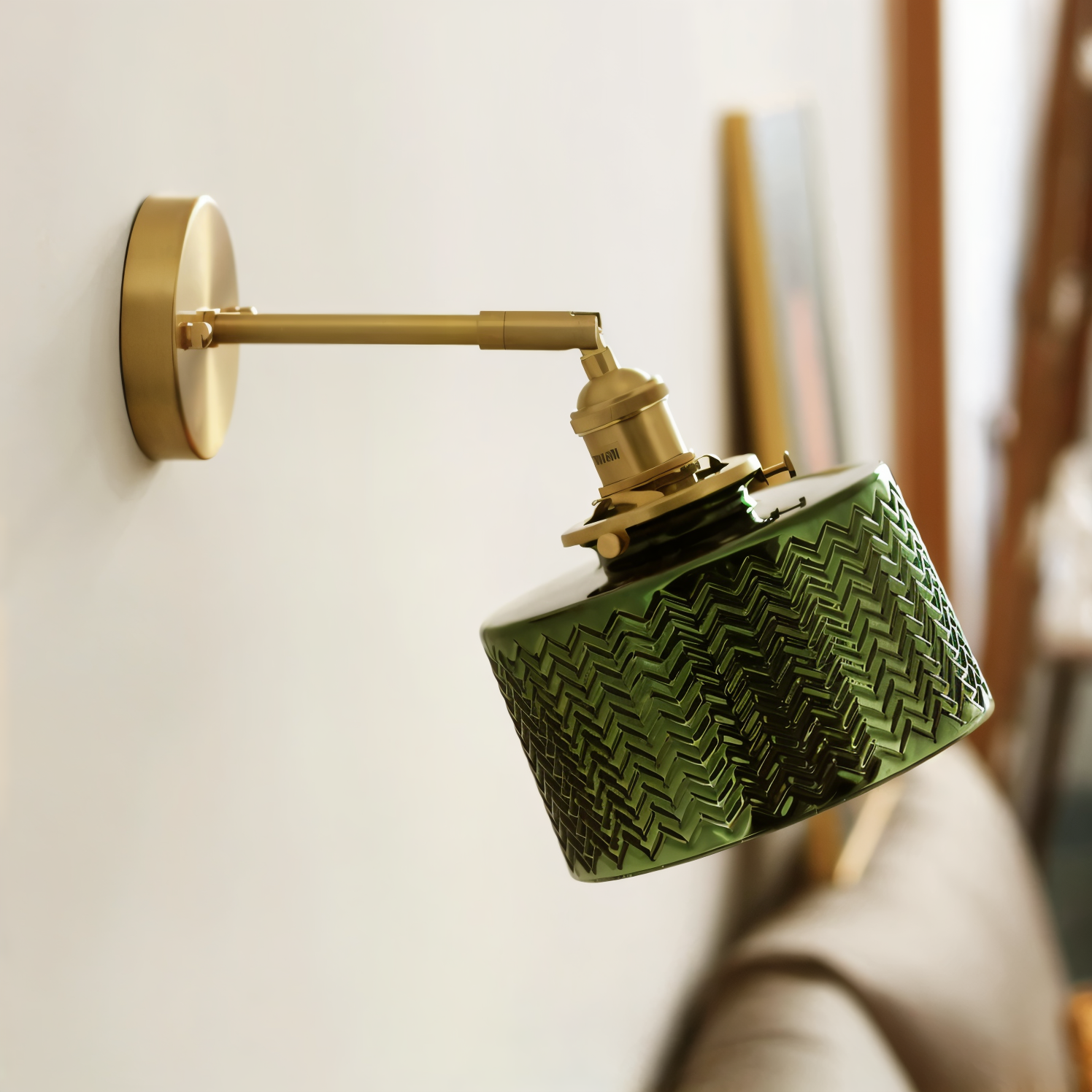 Aureli Ribbed Glass Wall Light Adjustable Arm For Bedrooms And Hallways