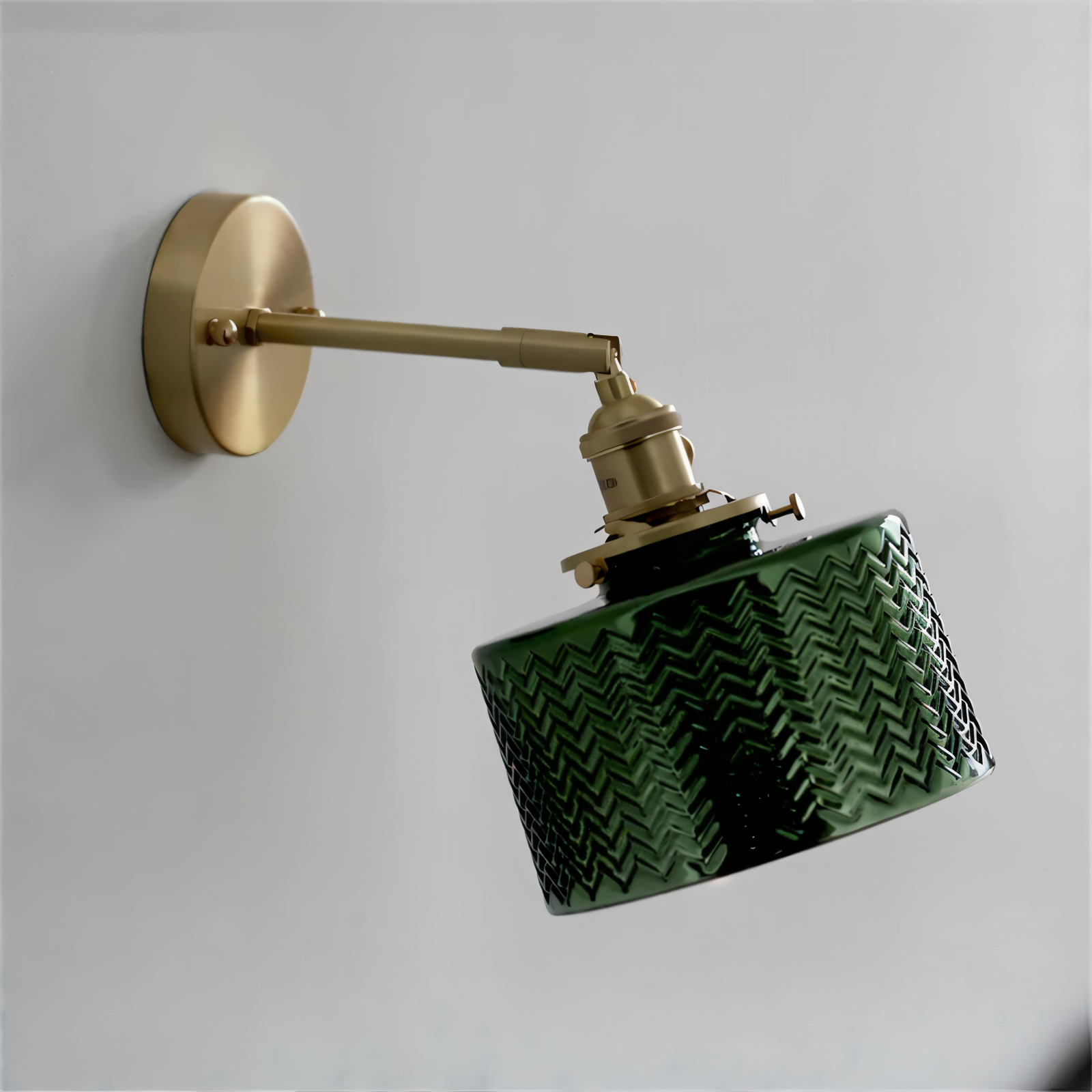 Aureli Ribbed Glass Wall Light Adjustable Arm For Bedrooms And Hallways