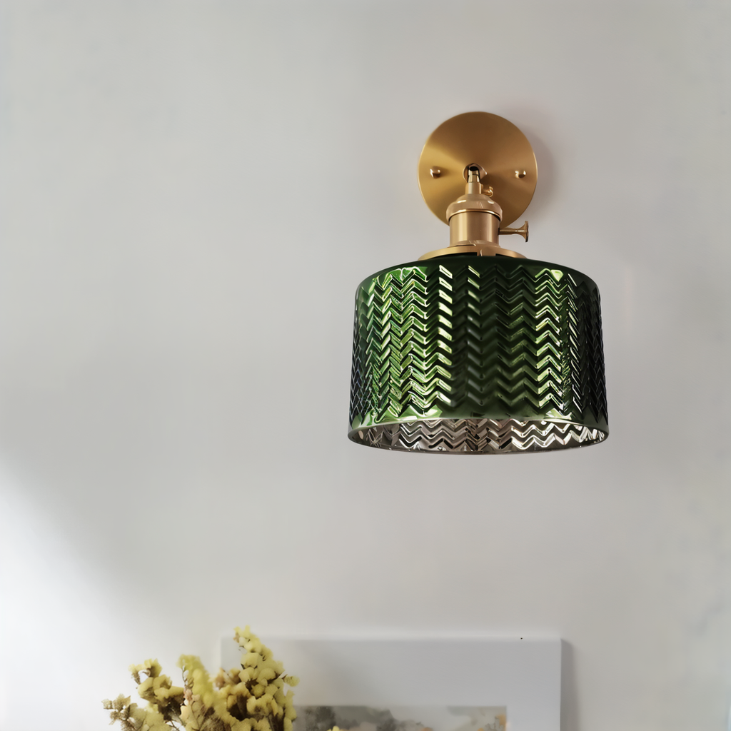 Aureli Ribbed Glass Wall Light Adjustable Arm For Bedrooms And Hallways