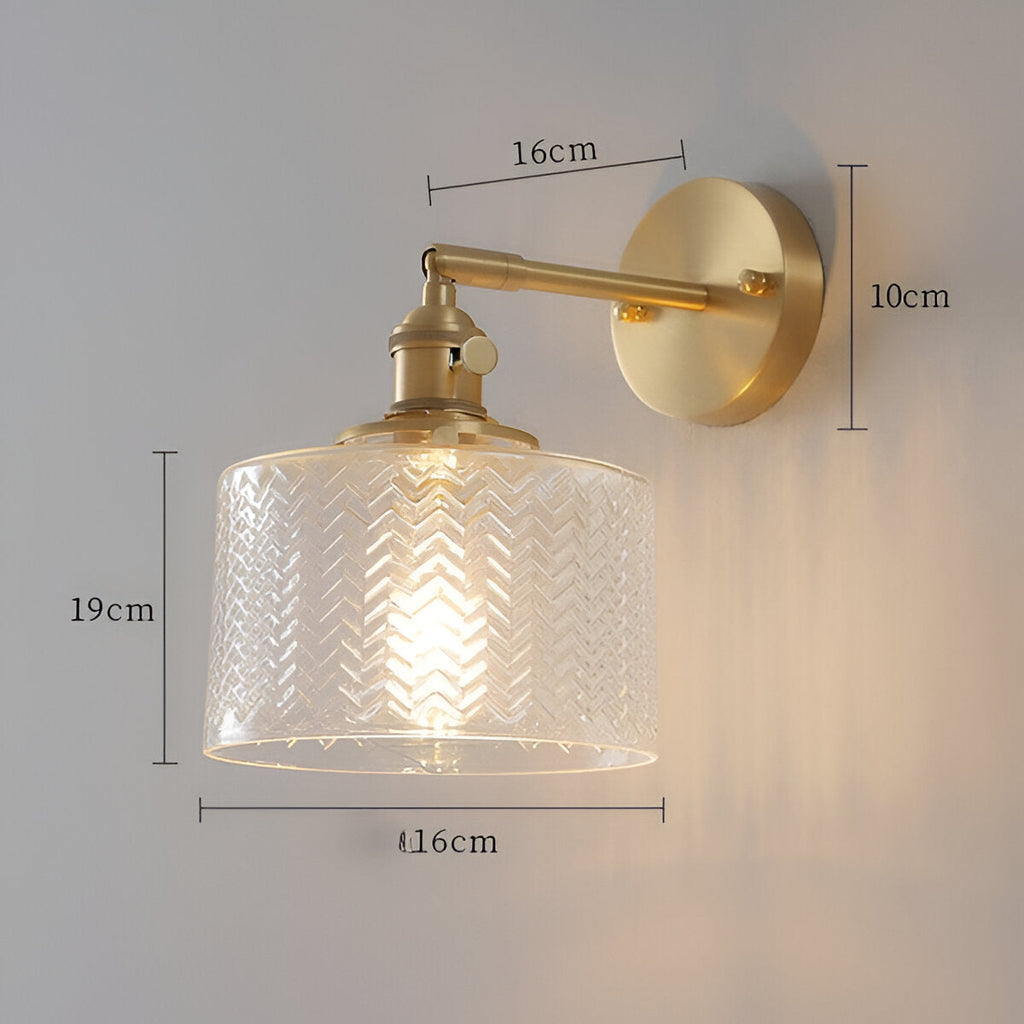 Aureli Ribbed Glass Wall Light Adjustable Arm For Bedrooms And Hallways