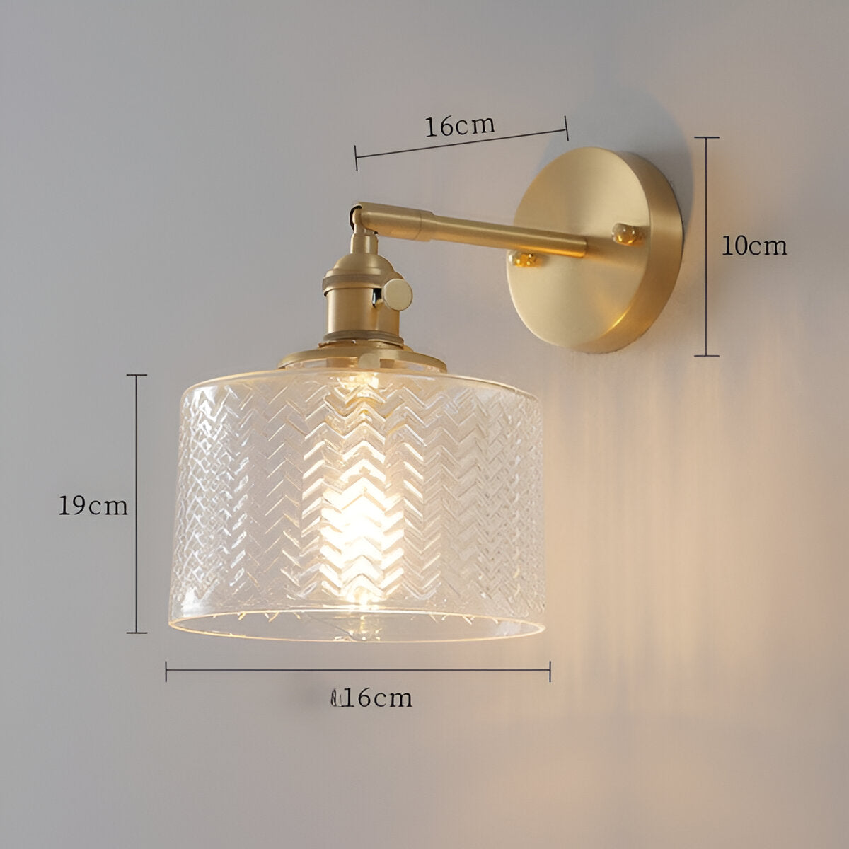 Aureli Ribbed Glass Wall Light Adjustable Arm For Bedrooms And Hallways