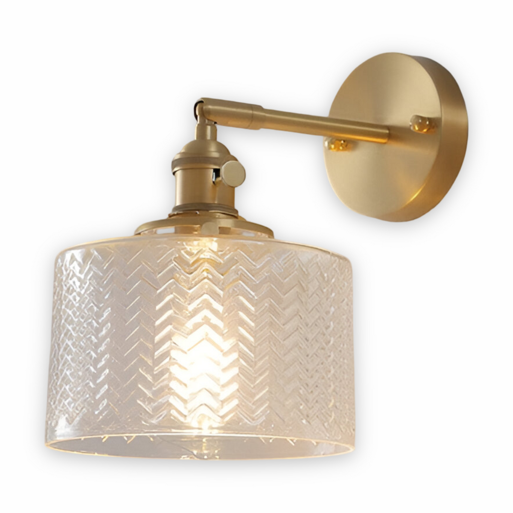 Aureli Ribbed Glass Wall Light Adjustable Arm For Bedrooms And Hallways