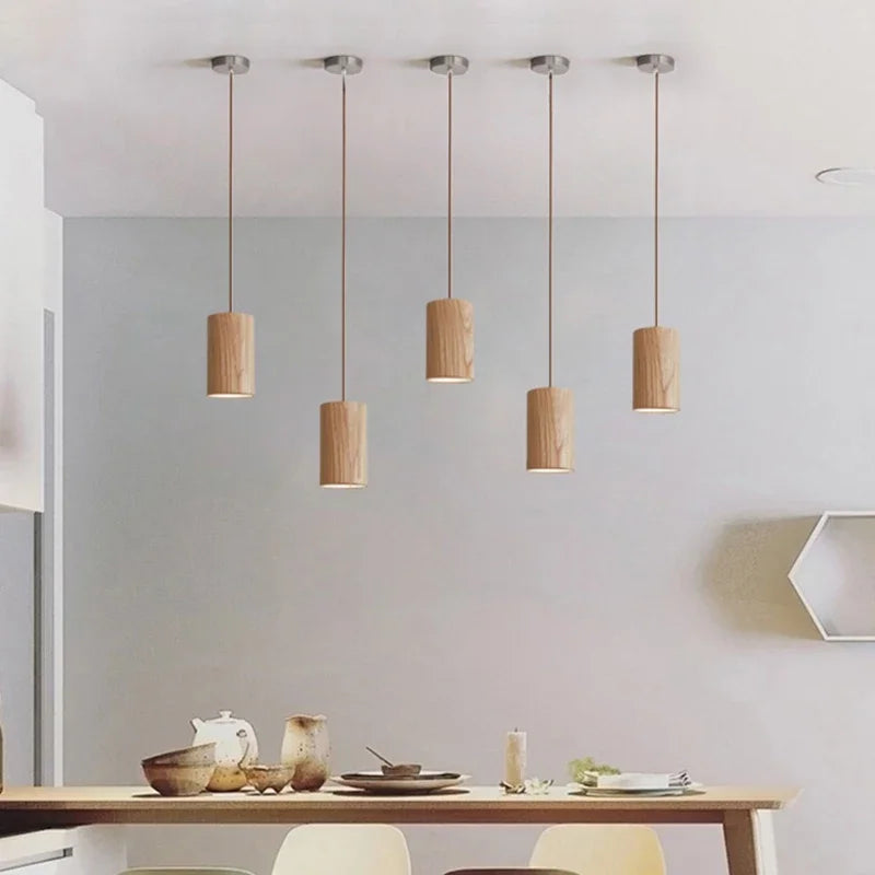 LumenVale Wooden Pendant Light With Warm LED Glow For Dining Rooms