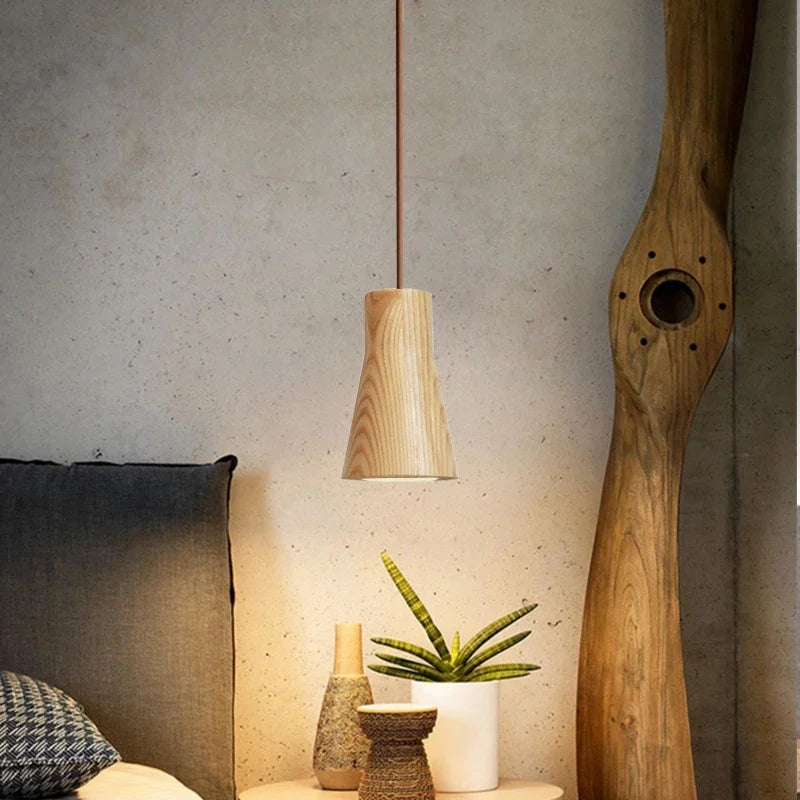 LumenVale Wooden Pendant Light With Warm LED Glow For Dining Rooms