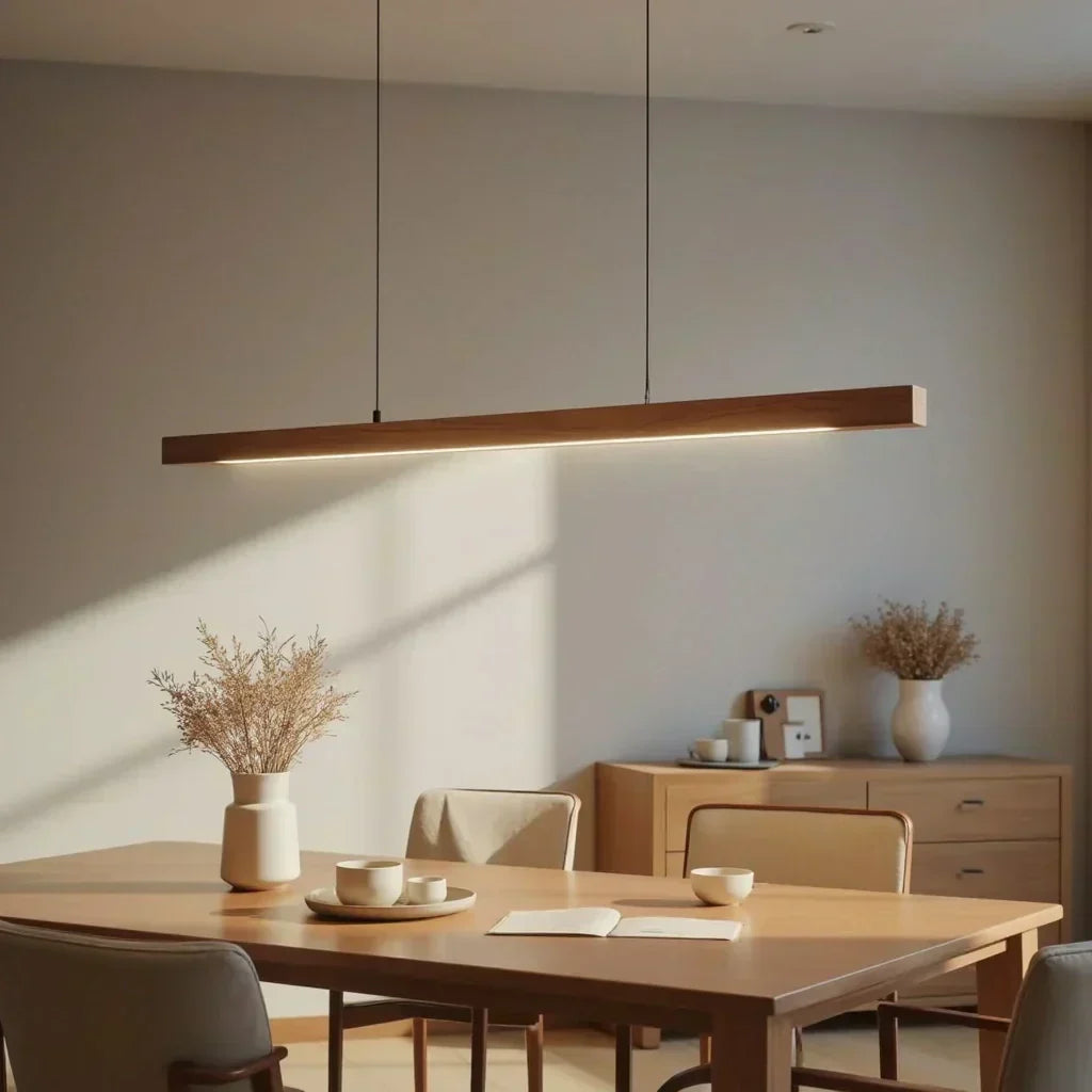 Quorra Lange Holz Pendelleuchte im Essstil für moderne Häuser