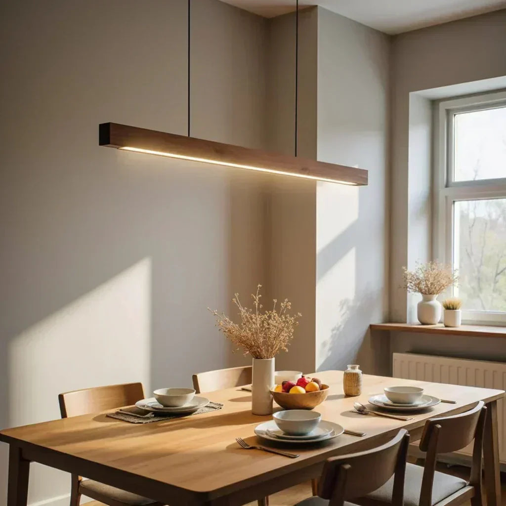 Quorra Lange Holz Pendelleuchte im Essstil für moderne Häuser