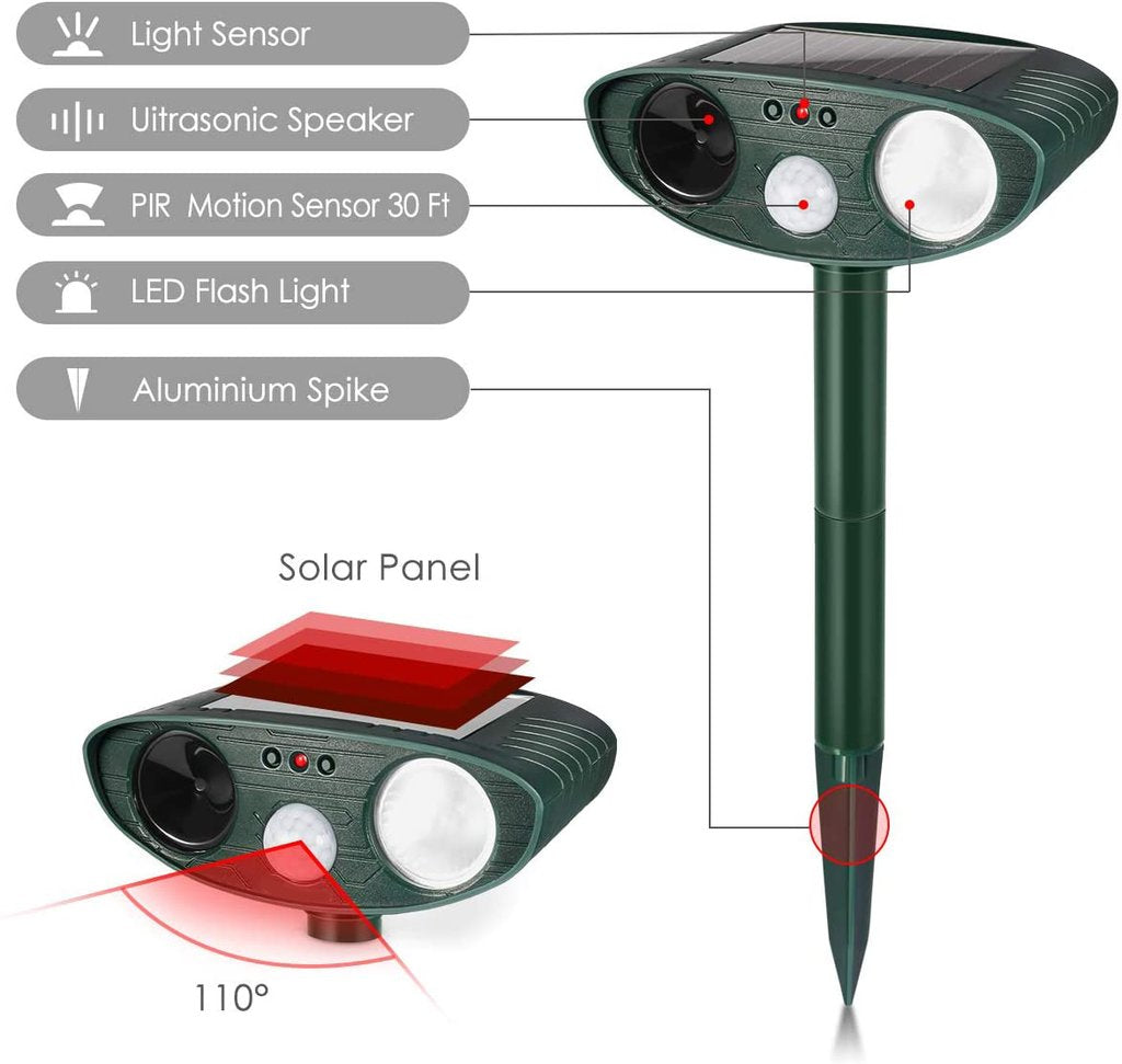 Ultrasonic Rabbit Repeller – Solar Powered and Flashing Light – Get Rid of Rabbits | Filindra