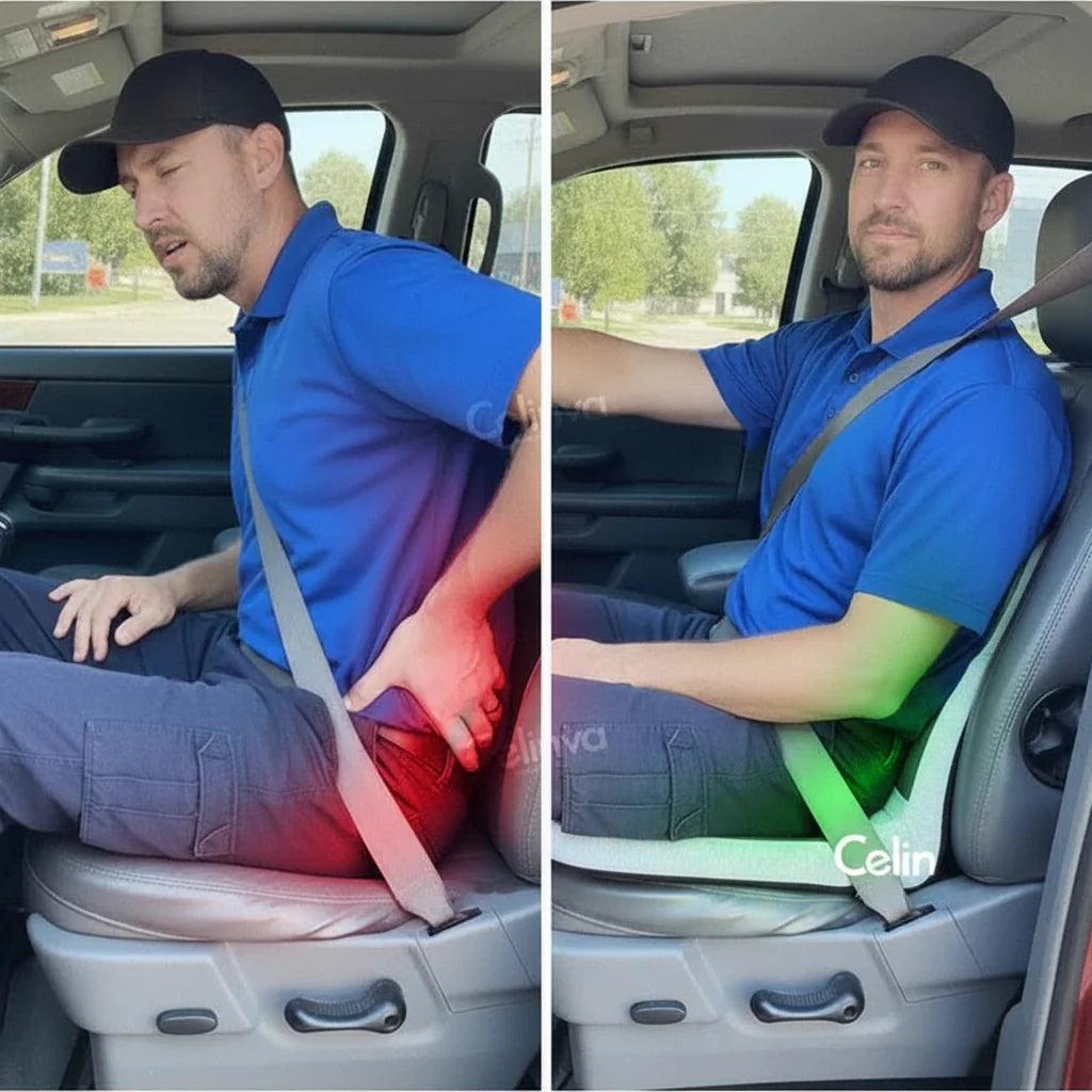 Ergonomic Memory Foam Seat Cushion — Orthopedic Contoured Pad