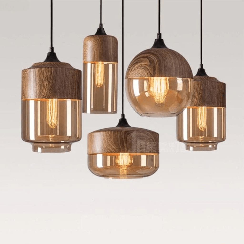 SylvaWood Verstellbare Holzpendelleuchten mit LED-Beleuchtung