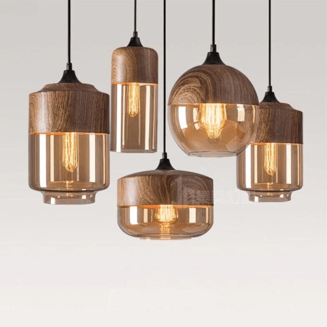 SylvaWood Verstellbare Holzpendelleuchten mit LED-Beleuchtung