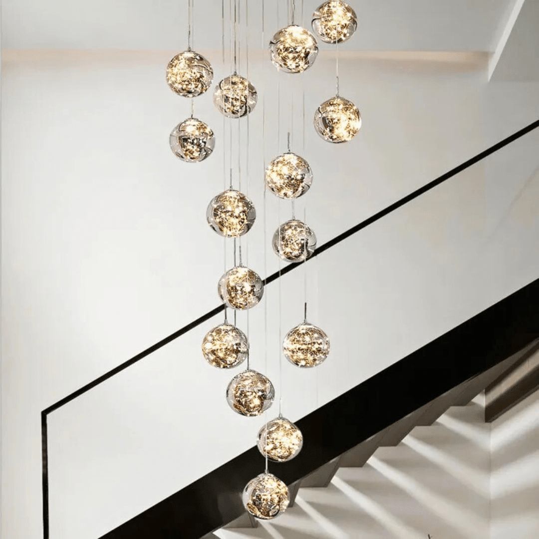 Bella Glass Ball Staircase Chandelier — Elegant Pendant Light
