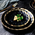 Pearl Plate — Gold-Rimmed Wavy Dinnerware, Cream & Black