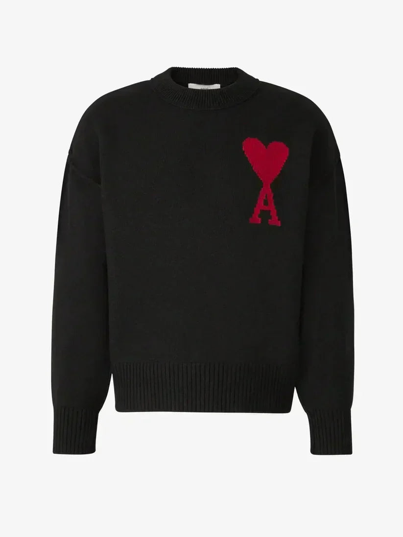 Amitalie Unisex-Pullover aus 100 % Wolle — Ikonisches Herzdesign