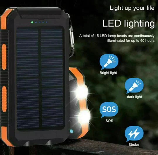 500000mAh Solar Power Bank IP67 Waterproof Compact Slim Design