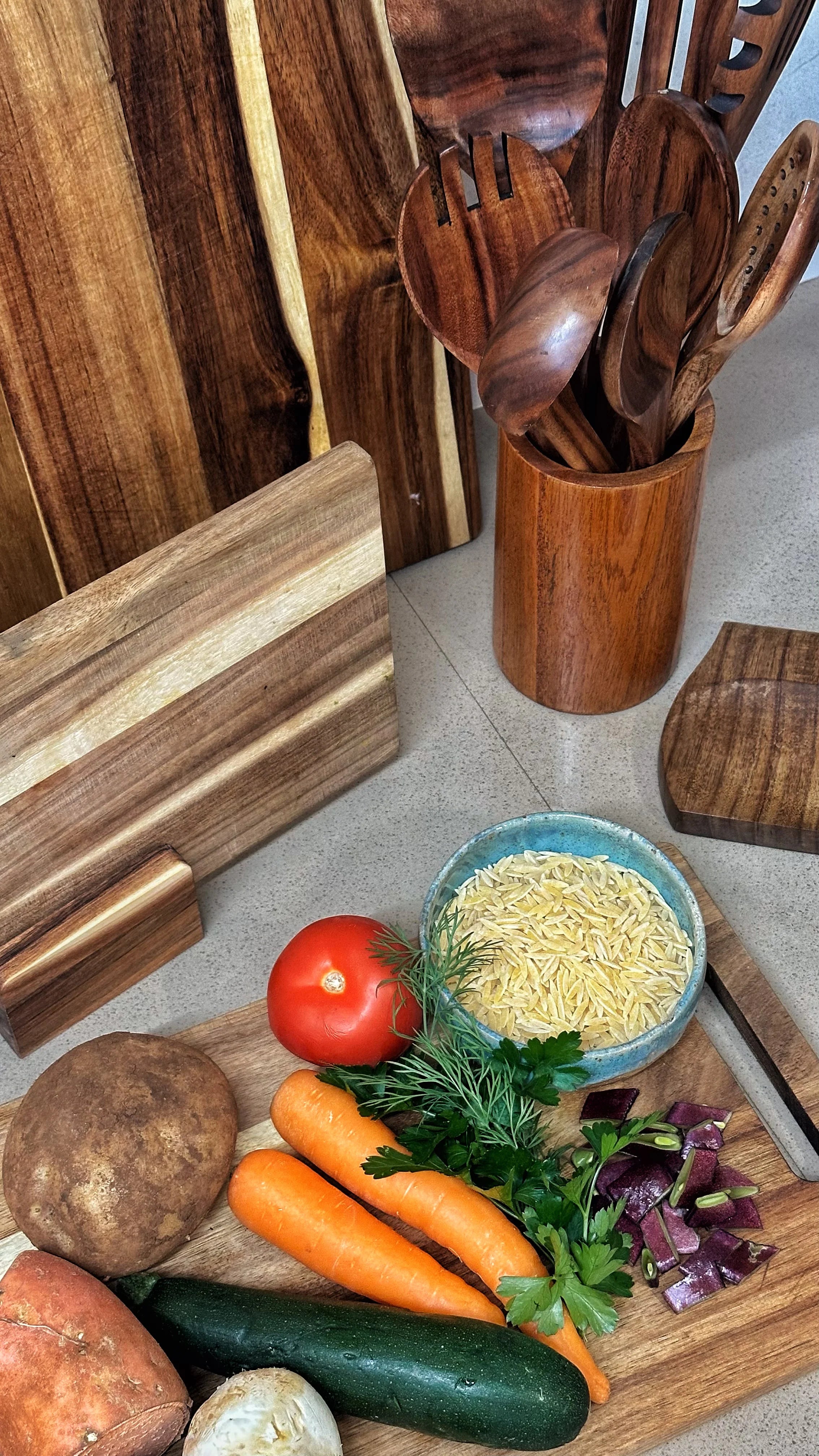 ナチュラルチーク材キッチン用品9点セット