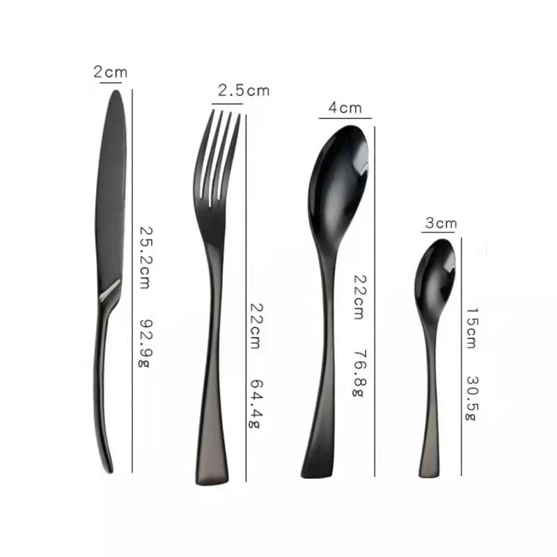 Venetto Design Besteckset in Tiefschwarz - raffiniertes modernes Tafelgeschirr