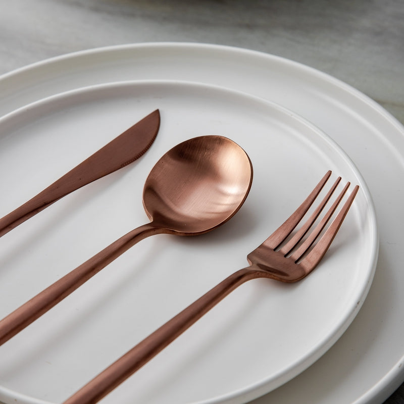 Minimalist Flatware Set — Clean Sleek Lines, Contemporary Design