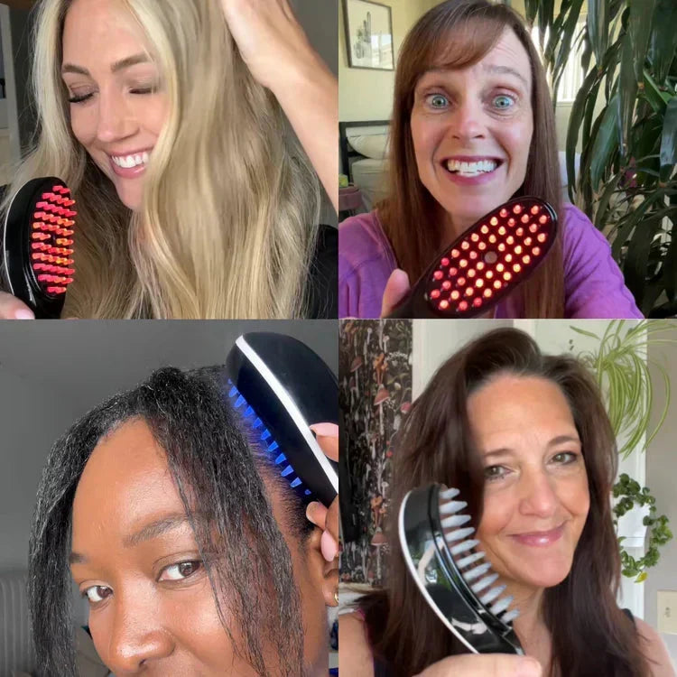 Brosse Gloss pour cheveux 4-en-1 — Stimulateur de croissance des cheveux clairsemés