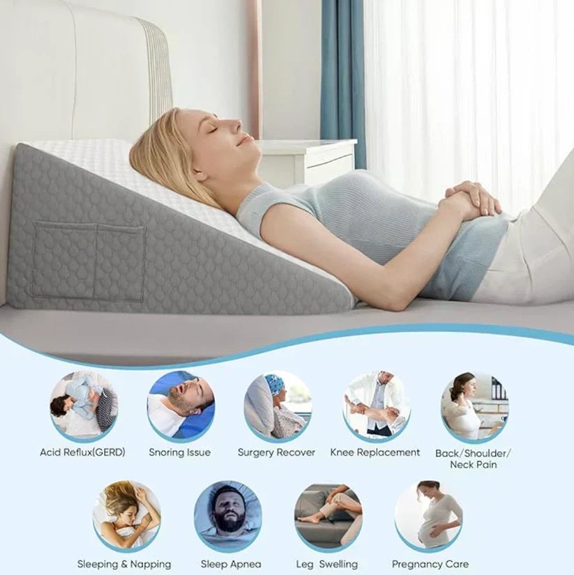 Pernă ergonomică tip pană AeroRise — suport pentru gât și coloană vertebrală