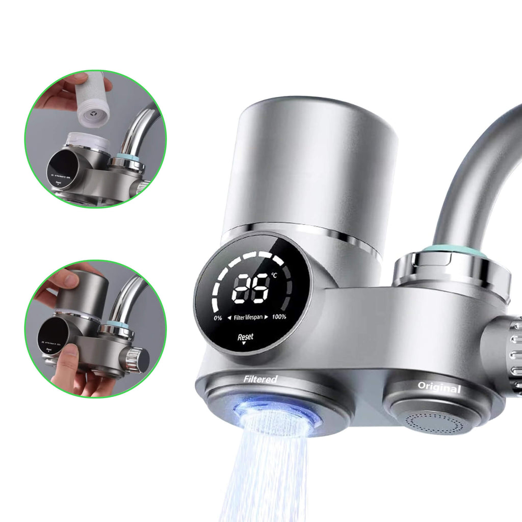ClearView LED Faucet Water Filter — Digital Display, Mineral Retention, Contaminant Removal