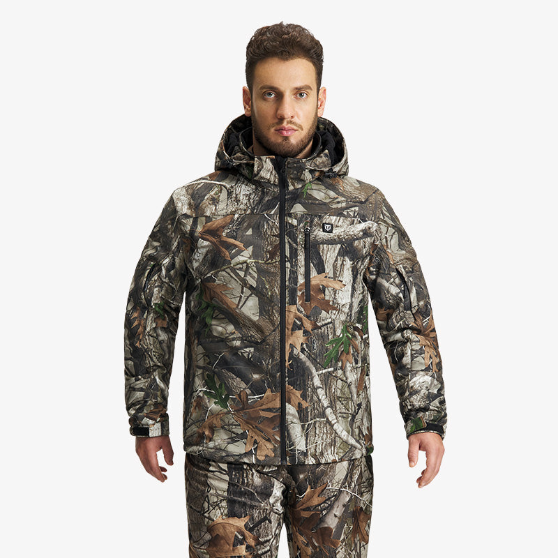 Męska podgrzewana kurtka softshell — odpinany kaptur, rozmiary S-XXXL