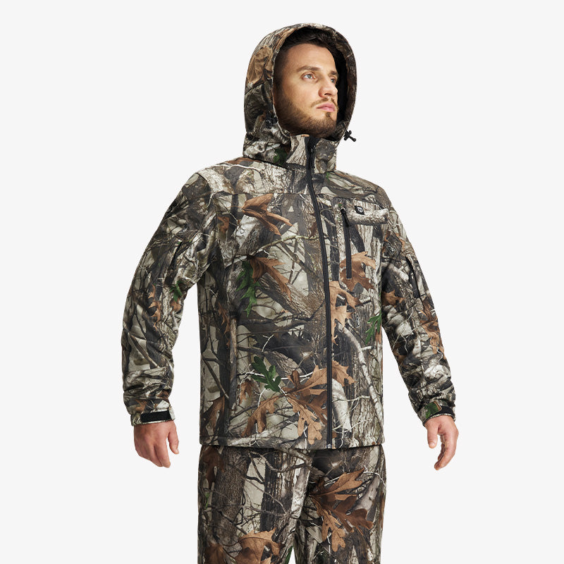 Męska podgrzewana kurtka softshell — odpinany kaptur, rozmiary S-XXXL