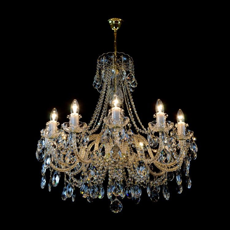 Imperialer Kristall-Kronleuchter — 16 Glastrompeten, handgeschliffene Schalen